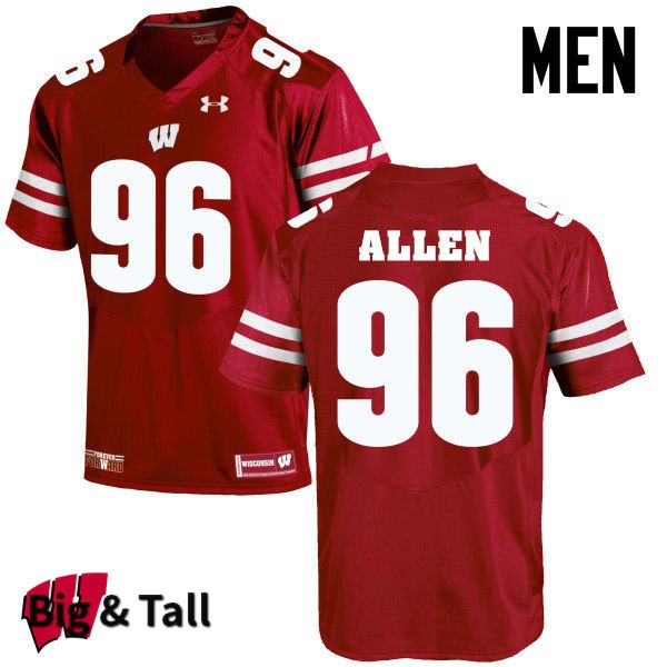 Wisconsin Badgers Men's #96 Beau Allen NCAA Under Armour Authentic Red Big & Tall College Stitched Football Jersey LN40F53UO